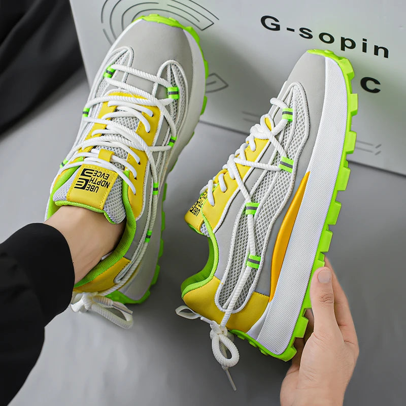 Men's Lightweight Platform Sneakers - Breathable Running Shoes