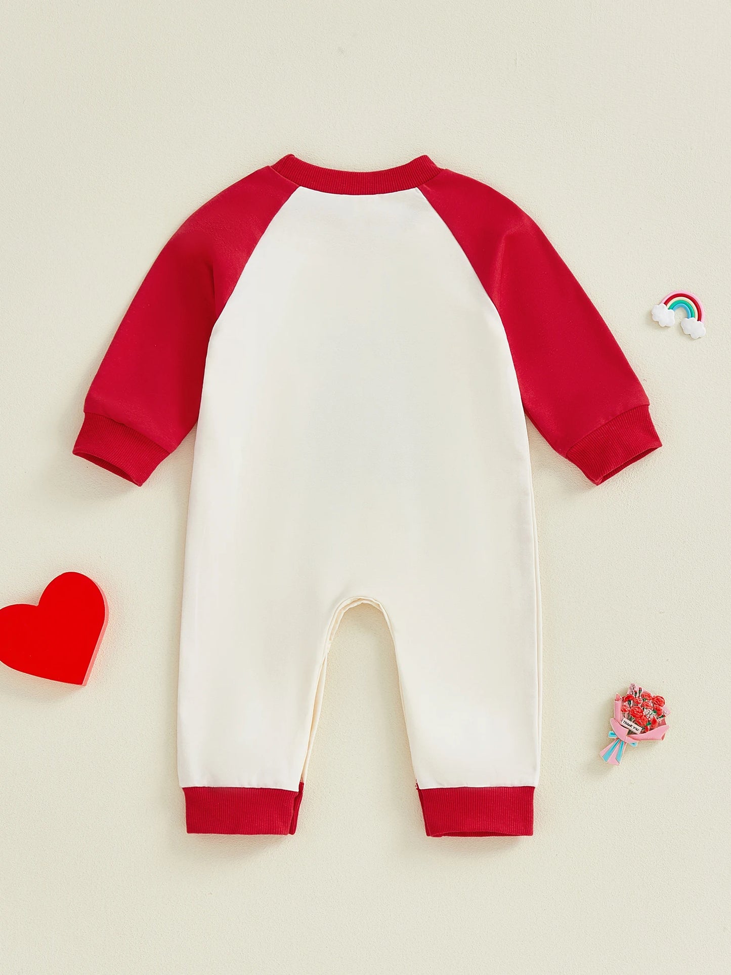 Newborn Baby Boys Valentine's Romper - Love Heart Tractor Embroidery