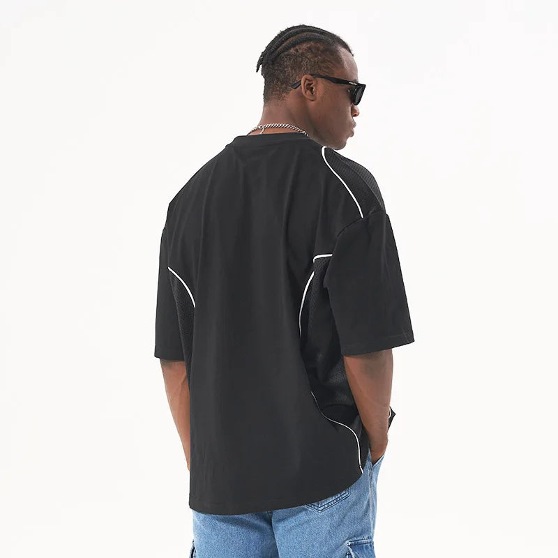 Men's Mesh Panel Cotton T-Shirt - Breathable Tee
