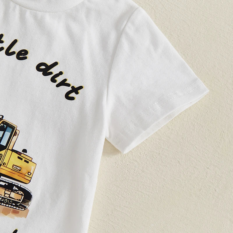 Baby Boys Summer Outfit Set - Cartoon Letter Print T-Shirt & Elastic Waist Shorts (0-3Y)