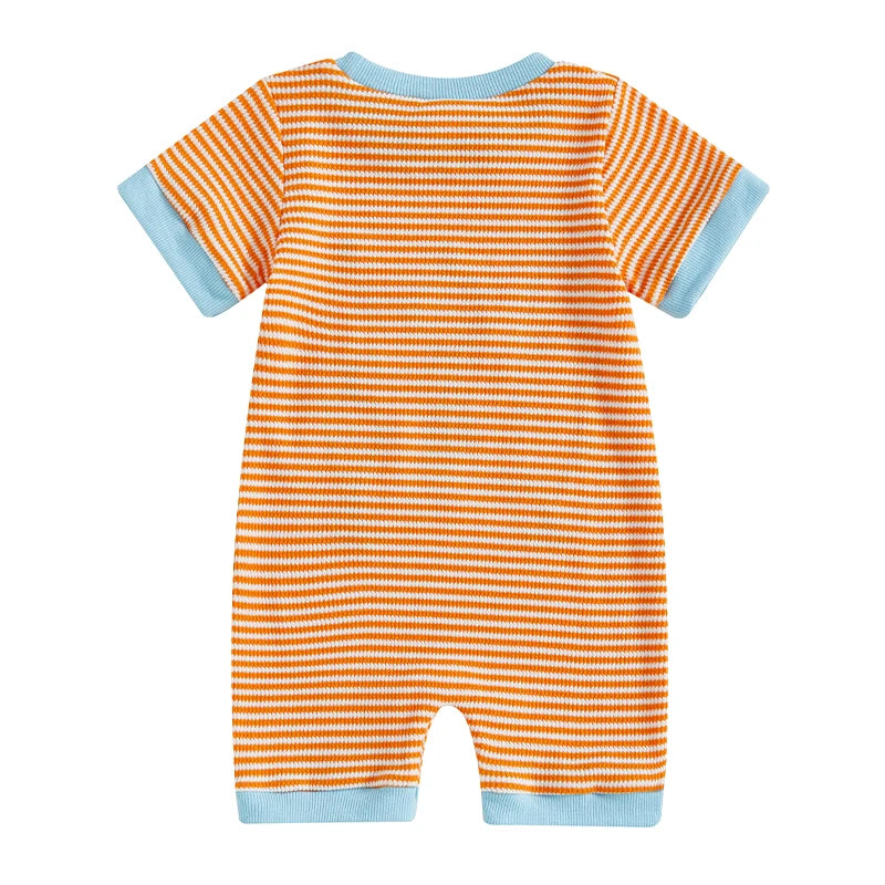 Baby Boys Girls Jumpsuits Short Sleeve Crew Neck  Embroidery Rompers Newborn Playsuit