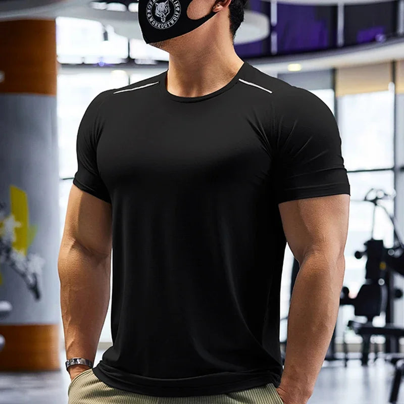 Men's Short Sleeve Sport Athletics Running Top Quick Dry Gym Wear T-Shirt