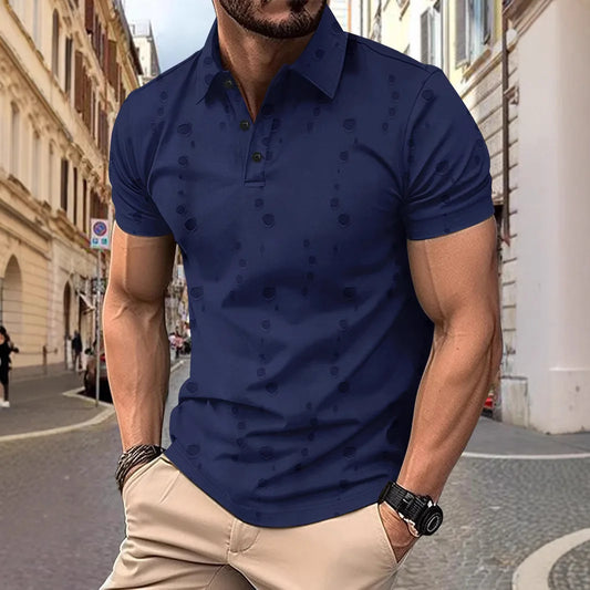 Men's Summer Short Sleeve Turn Down Collar Pullover Polo Shirt
