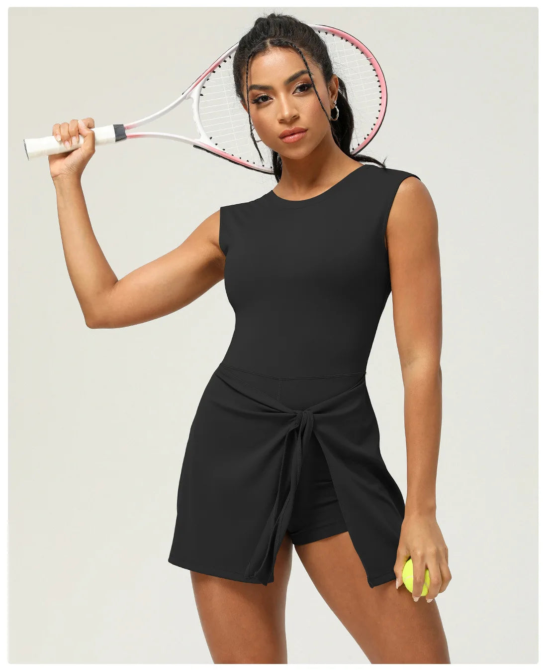 Women's Summer Short Sportswear Solid Colour Outdoor Gym Running Suit 2 In 1 Tennis Breathable Quick Dry Yoga SportsWear