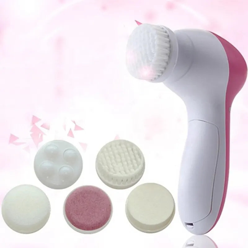 Electric Facial Cleaner 5 IN 1 Face Cleansing Brush Wash Machine Spa Skin Care Massager Blackhead Cleaning Facial Cleanser Tool