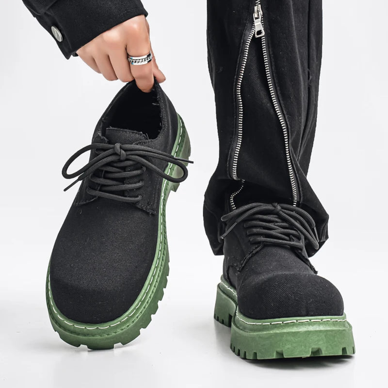 Men's Platform Denim Lace-up  Derby Shoes