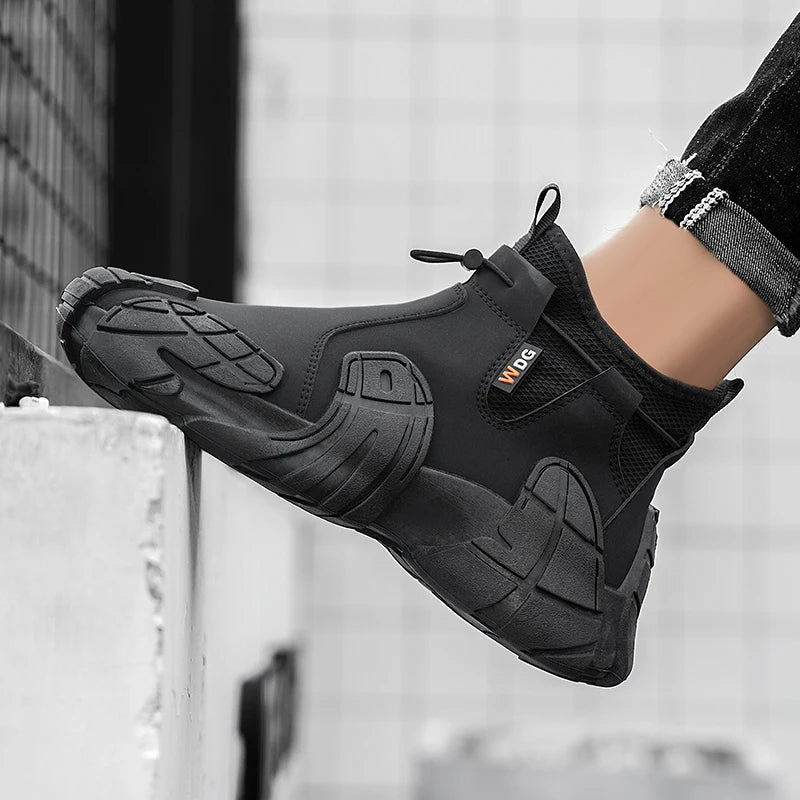 High-Top Platform Sneakers - Men's Slip-On Ankle Boots