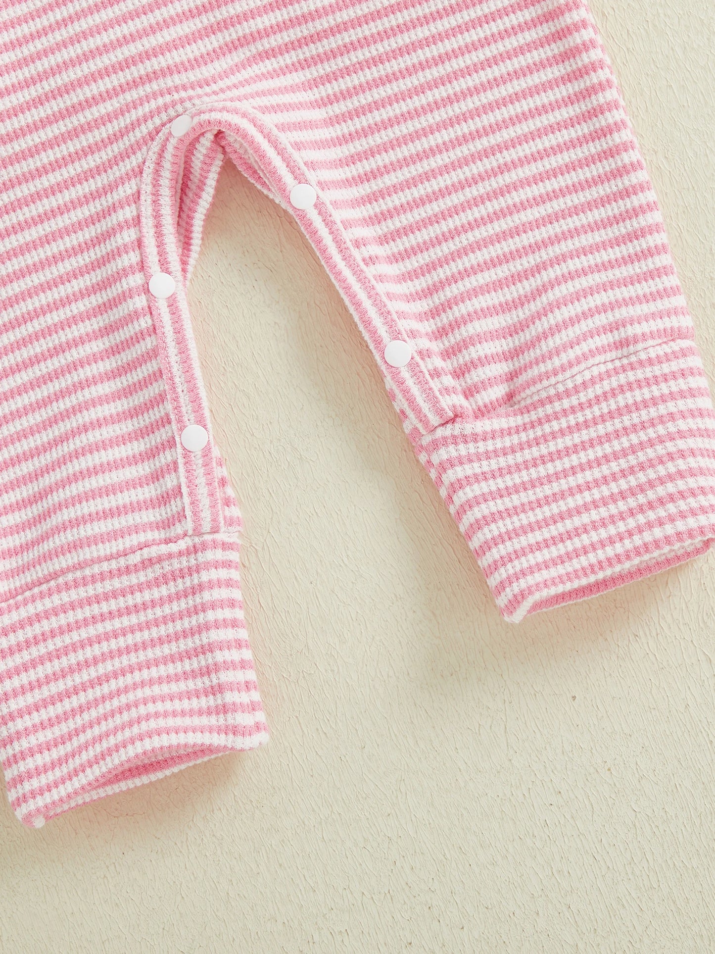 Newborn Baby Romper with Headband - Love Heart Embroidery Stripe Design