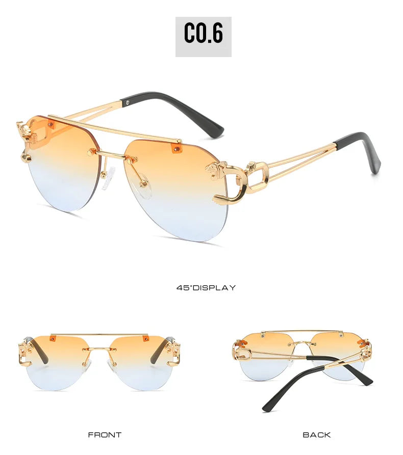Unisex 2 Pairs Per Set Rimless Gradient Double Bridge Sunglasses