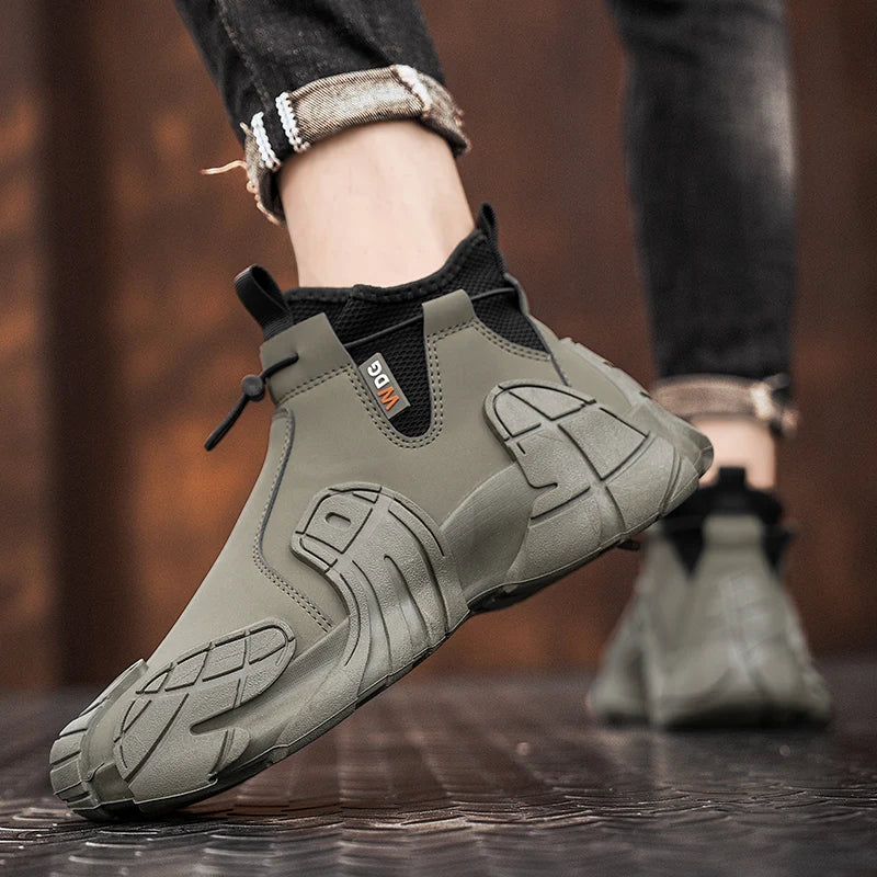 High-Top Platform Sneakers - Men's Slip-On Ankle Boots