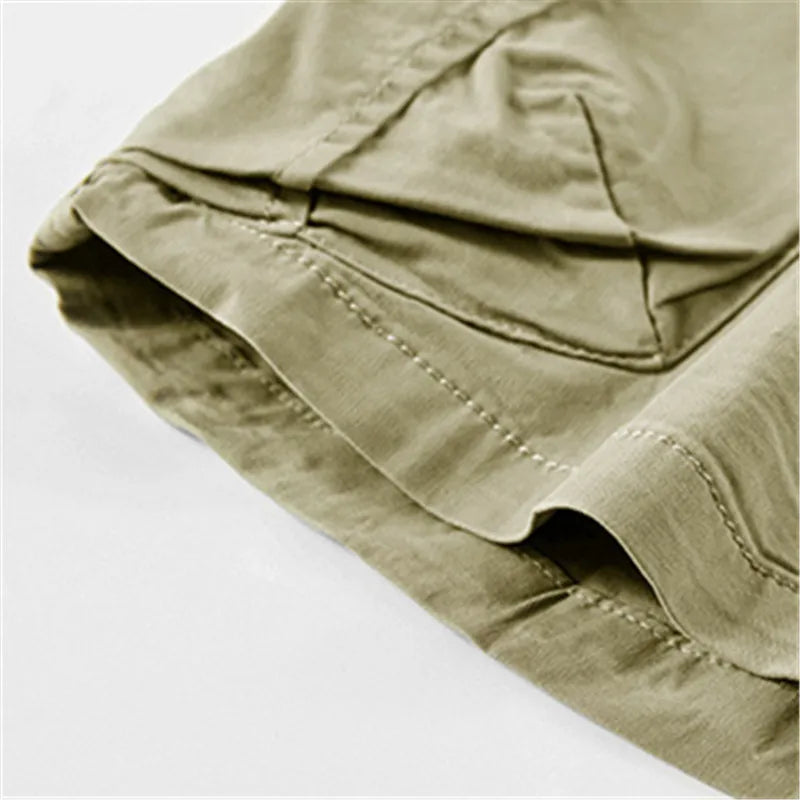 Men's Cotton Safari Shorts - Multi Pocket Knee Length Casual Shorts