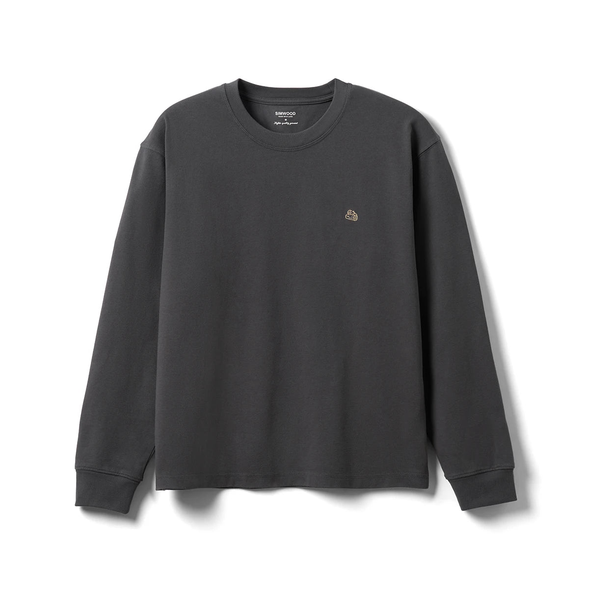 Men's Short Length Oversize 280gsm Sorona Fabric Logo Embroidery Long Sleeve T-shirt