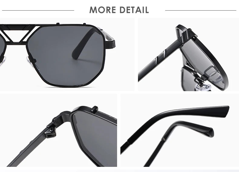 Unisex 1/2pcs Vintage Metal Double Bridges Square Sunglasses UV400