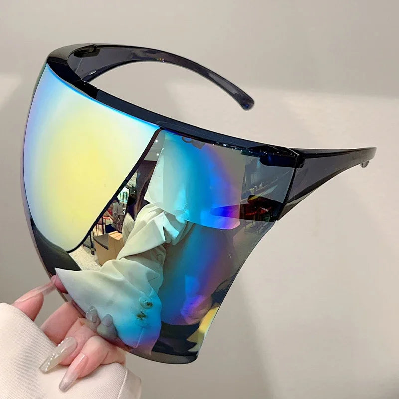 Unisex Huge Goggle Futuristic Mirror  Wrapped Round Anti-UV Sunglasses
