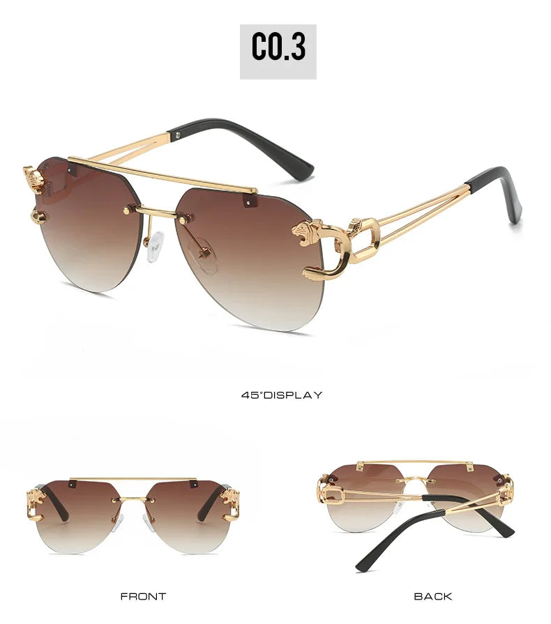 Unisex 2 Pairs Per Set Rimless Gradient Double Bridge Sunglasses