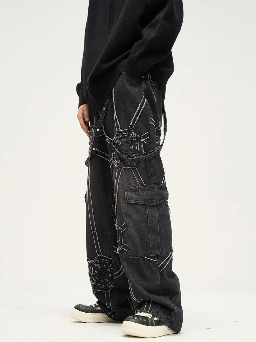 Men's Spider Splicing Baggy  Denim  Jeans