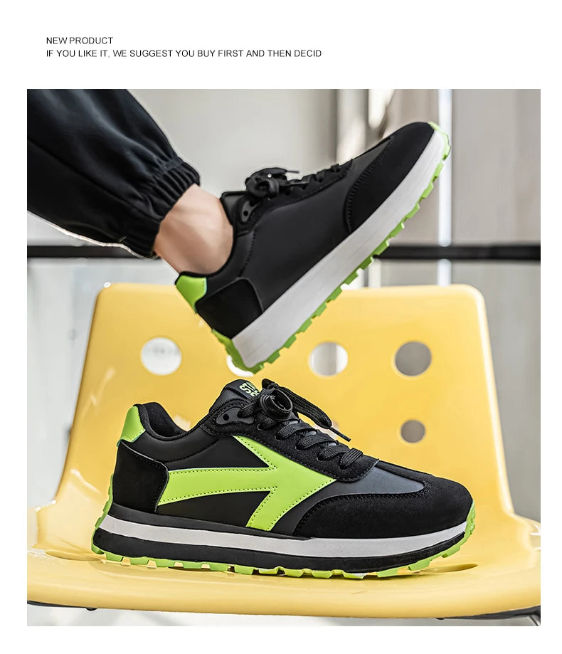 Men's Casual Sneakers Breathable Running Sport Shoes Tennis Sneakers Lace Up Platform Trainers Shoes