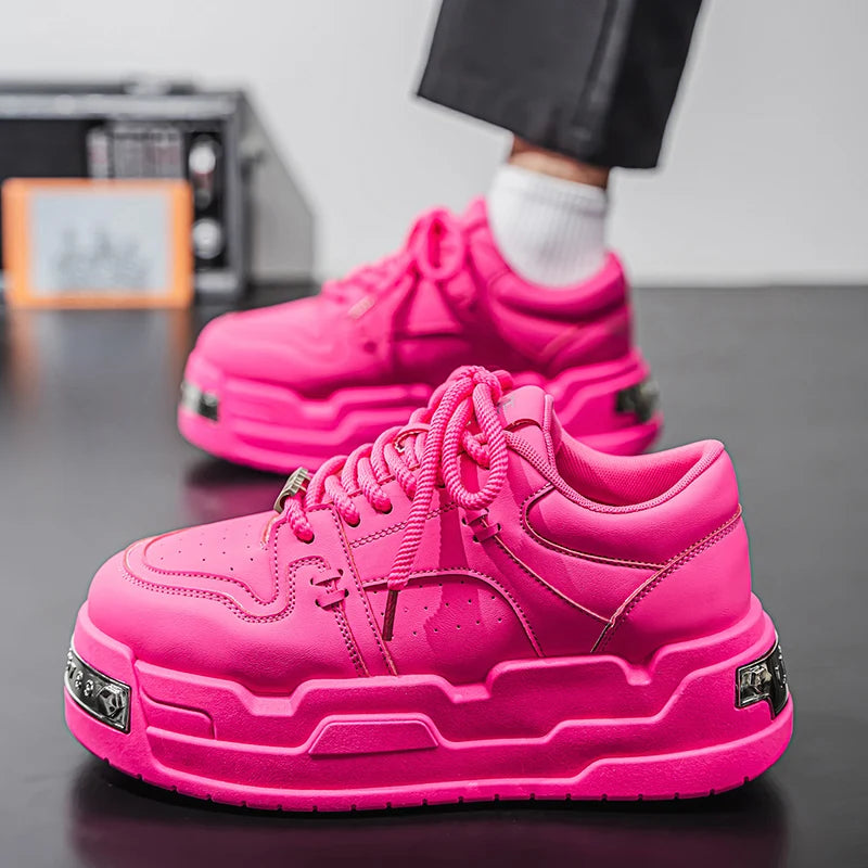 Men's Platform Sneakers - Metal Detail Sports Trainers