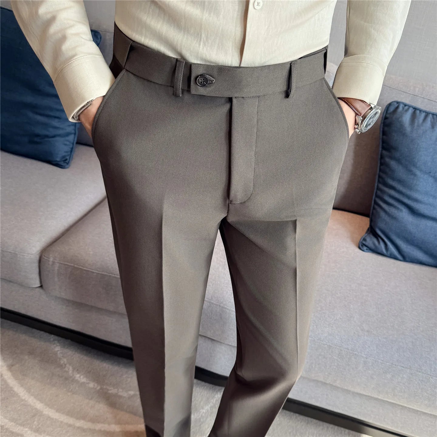 Men's Slim Fit Wrinkle-Free Suit Trousers