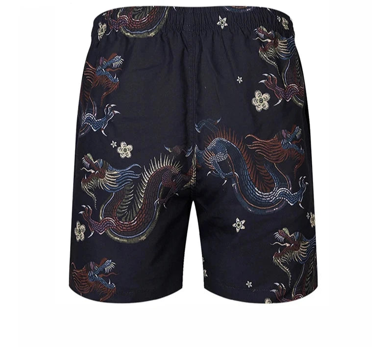 Men's Dragon Print Hawaiian Shorts