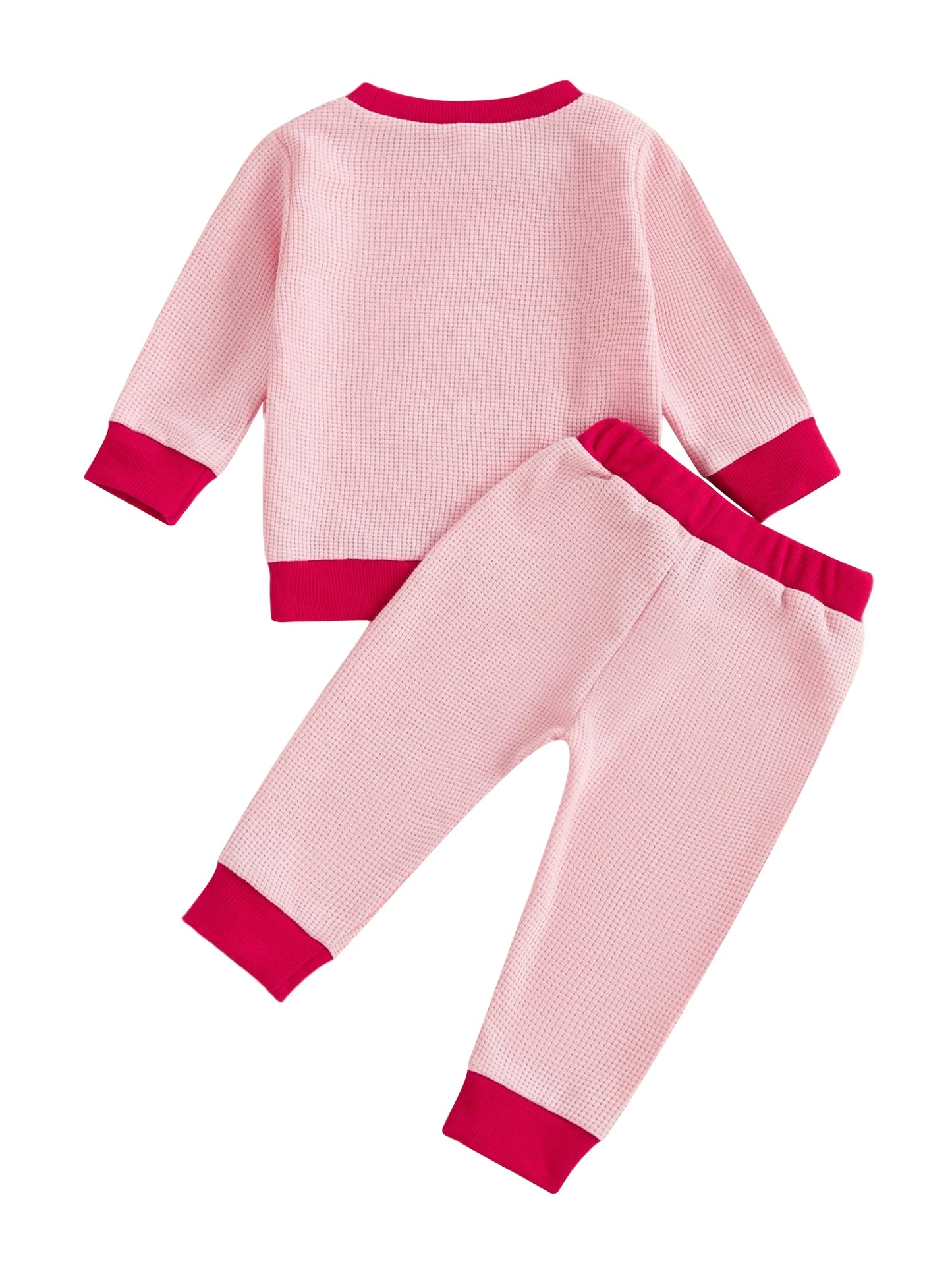 Toddler Girls Valentine's Day 2-Piece Outfit - Heart Letter Sweatshirt & Pants