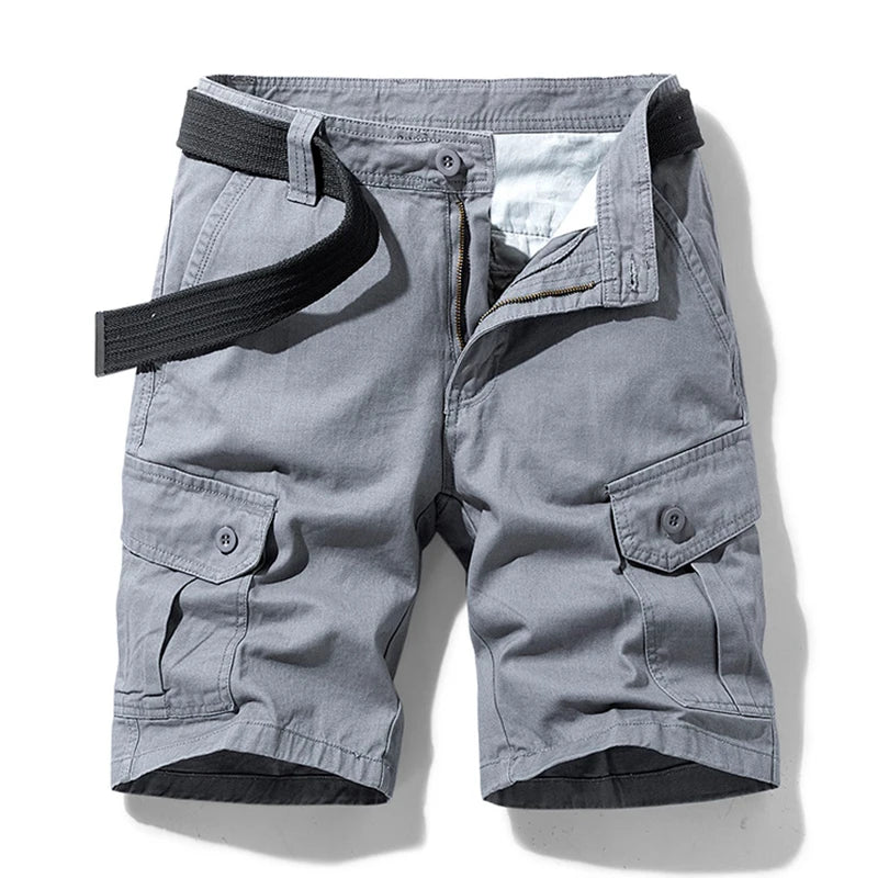 Summer Cotton Cargo Shorts - Multi-Pocket Casual Knee Length Shorts