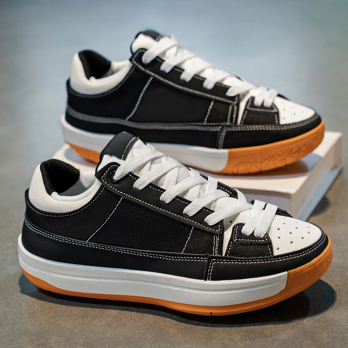 Men's Canvas Platform Sneakers - Vulcanized Skateboard Shoes