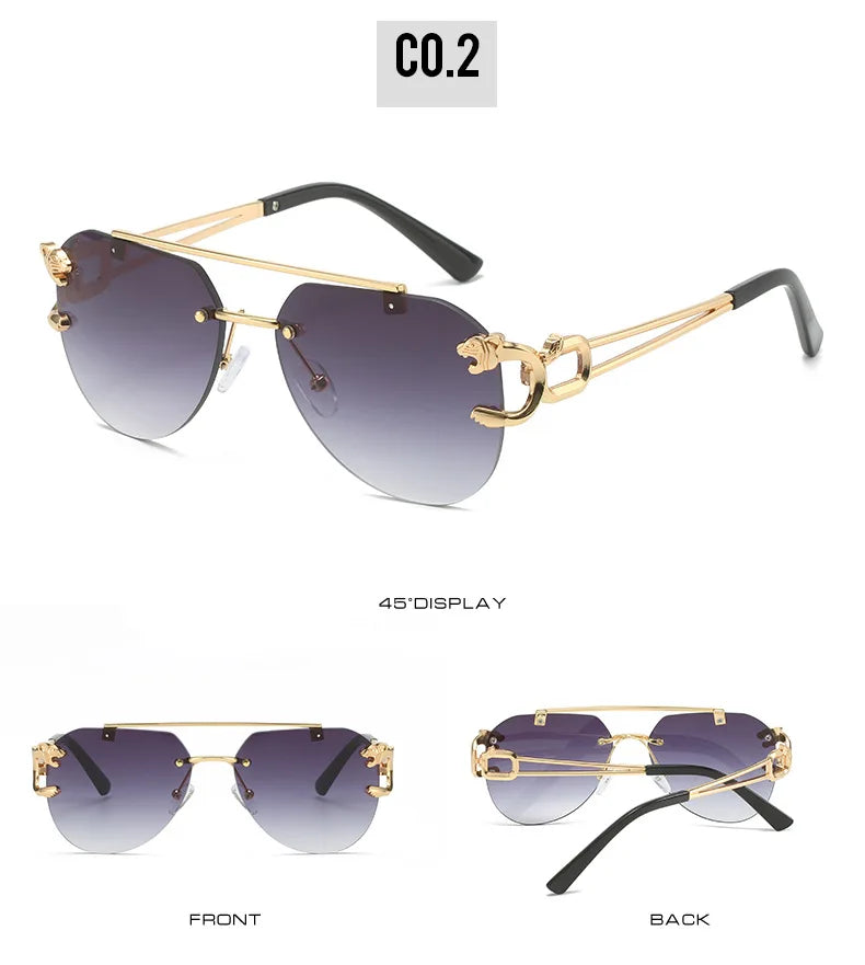 Unisex 2 Pairs Per Set Rimless Gradient Double Bridge Sunglasses