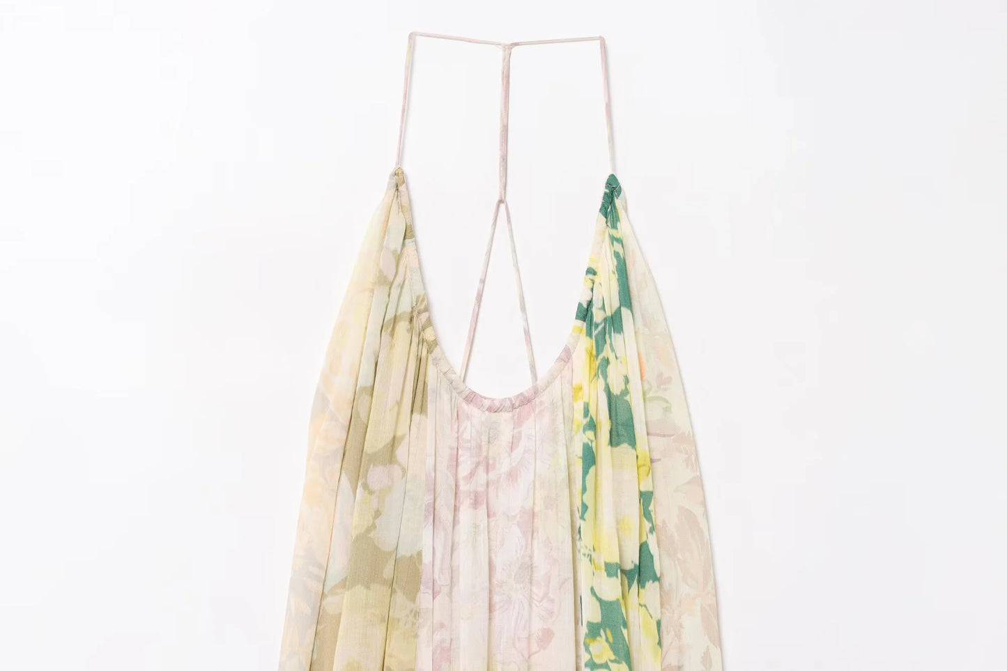 Women's Loose Hanging Neck Collar Backless Flower Print Strap Dress