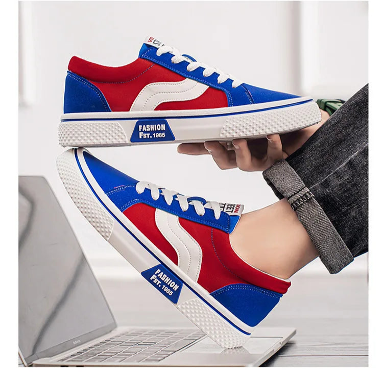 Men's Canvas Skateboard Sneakers - Lace-Up Casual Trainers