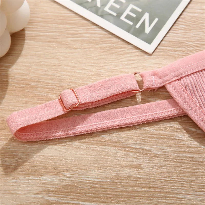 Women's 2PCS/SET Cotton Low Waist Panties  Adjustable Waist Thongs Seamless G-String Underwear Lingerie