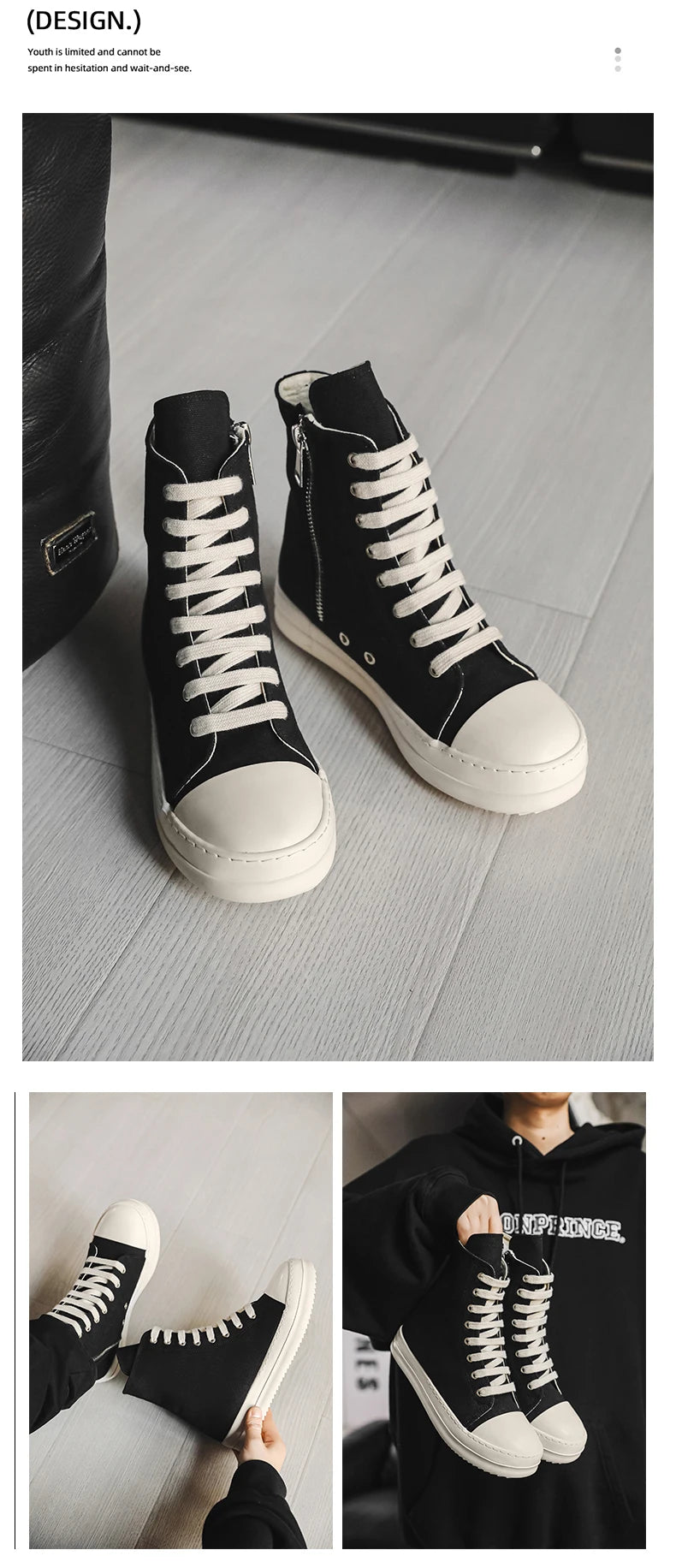 Unisex High-Top Leather Sneakers - Lace-Up Ankle Boots