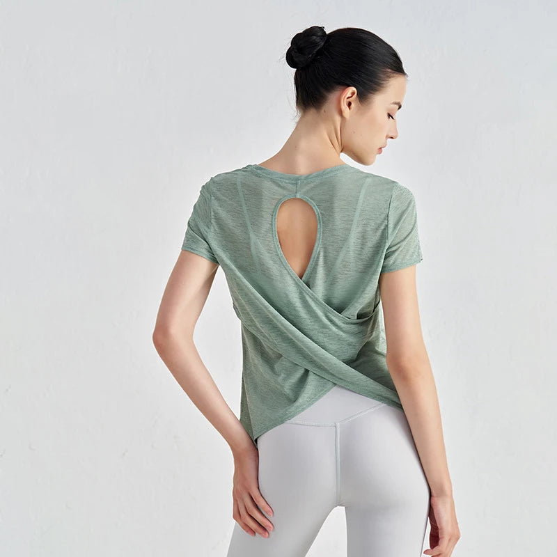 Polyester Sports T-Shirt - Breathable Yoga Running Fitness Top Plus Size