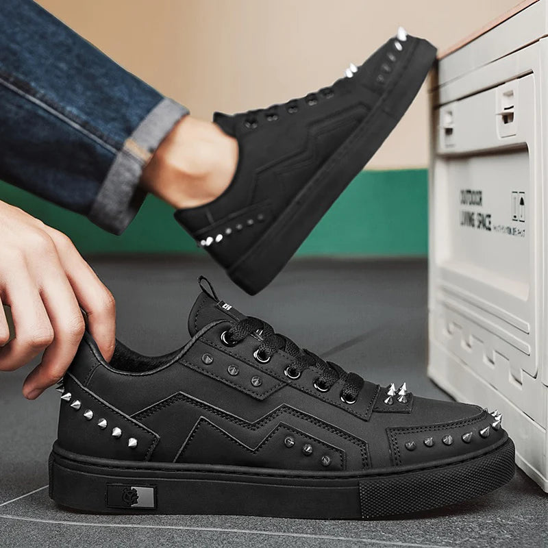 Men's Rivet Design Sneakers - Casual Sports Trainers