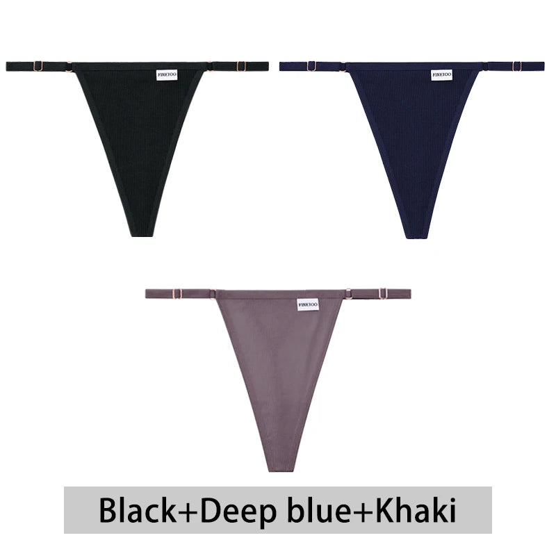 Women's Cotton Thong Set - 3 Pack Low-Rise Bikini Panties