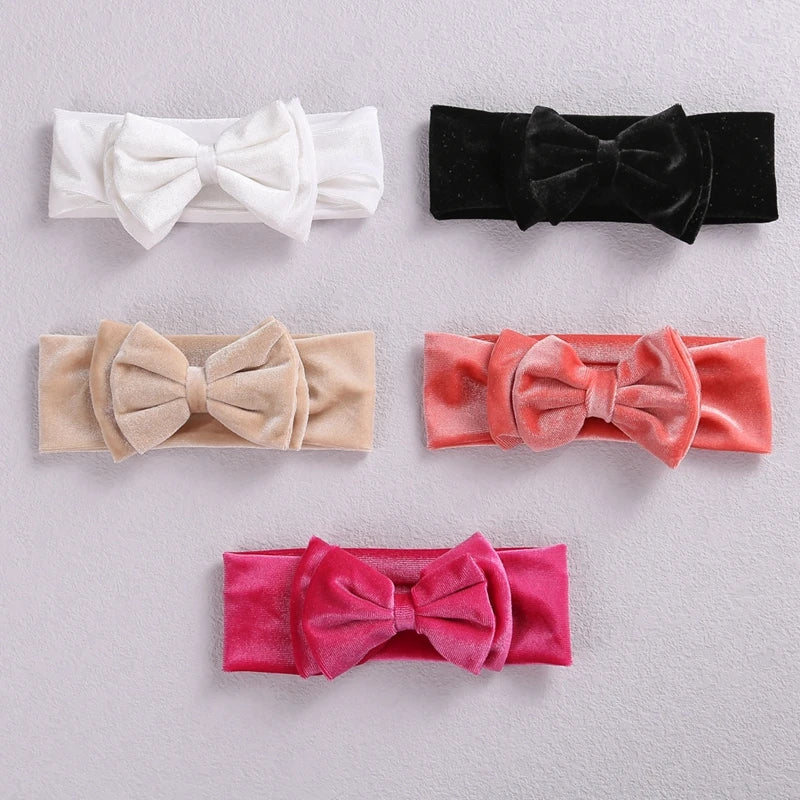 Toddler Baby Girls Bow Headbands Soft Stretchy Velvet Hairbands Hair Accessories