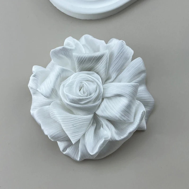 Handmade Fabric Flower Brooch - 11cm Corsage Lapel Pin for Women