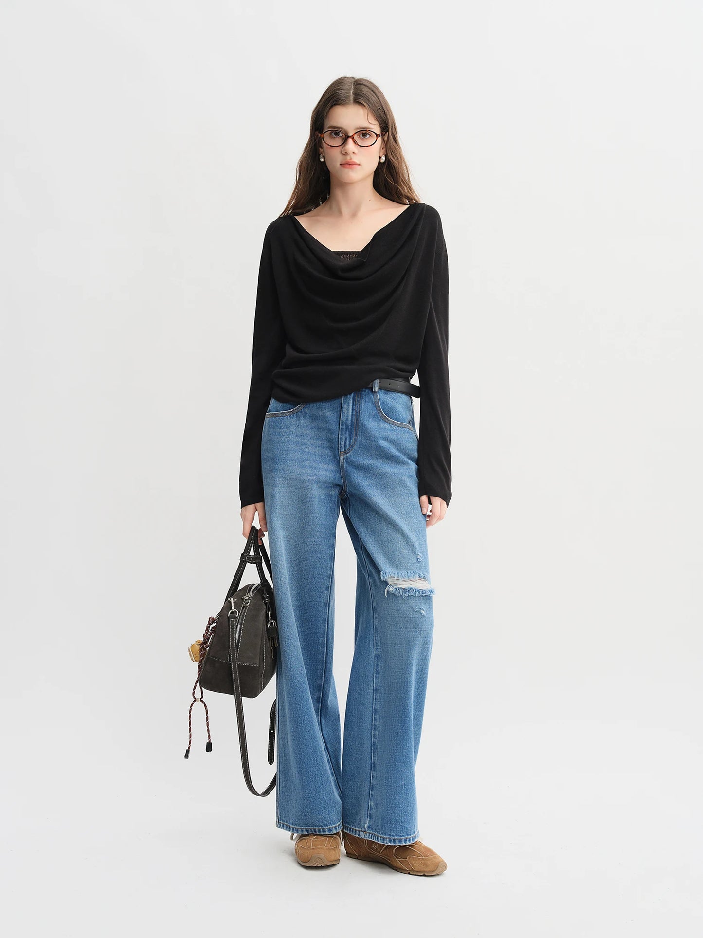 Lyocell Ruffled Collar Sweater