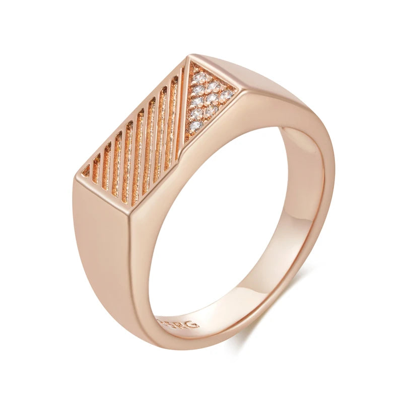 Unisex Square 585 Rose Gold Colour Natural Zircon Ring