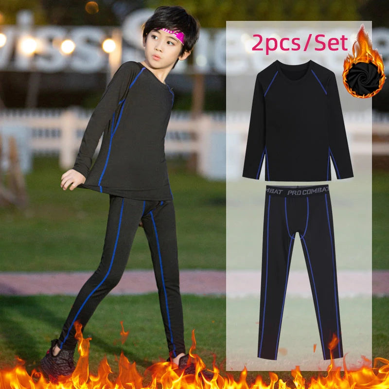 Kids Boy's Fitness Tracksuits Youth Warm Pants Top Underwear Tight Sports Compression Running Basketball Sportswear