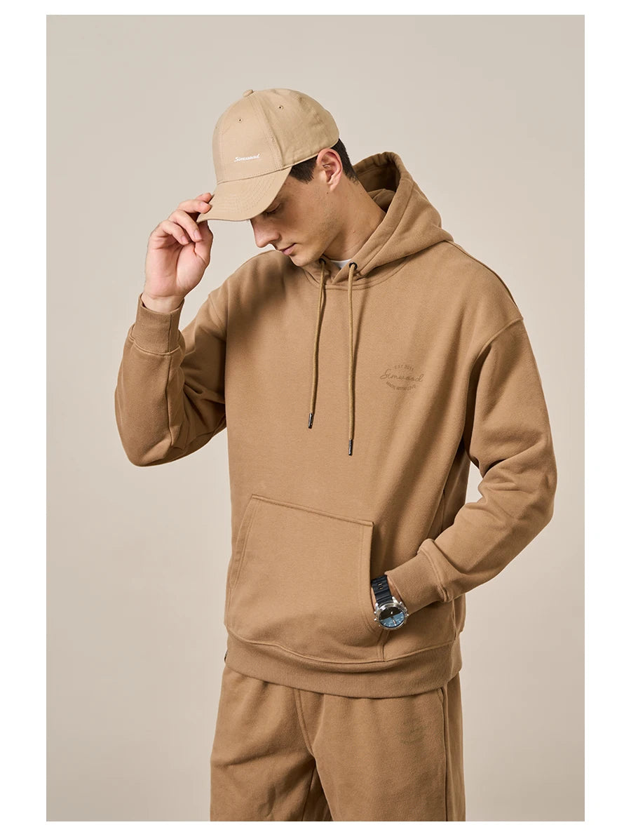 Men 390g Carbonized Compact Spinning Fabric Wardrobe Essentials Sweatshirt Hoodie