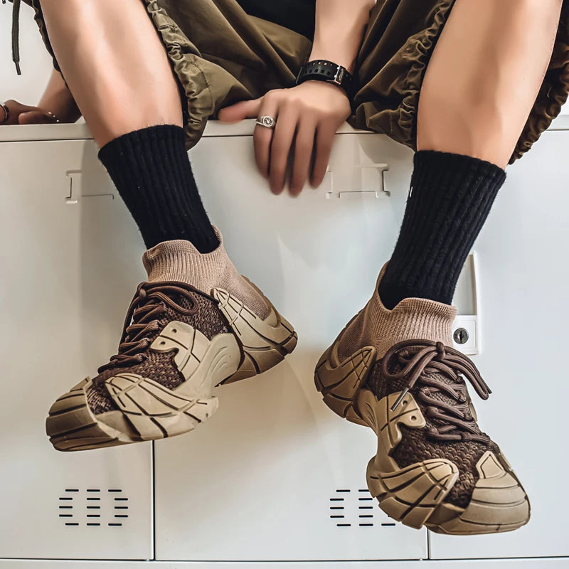 Men's Sports Mesh Sneakers Slip On Comfortable Lace Up Sneakers