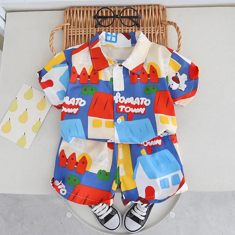 Children's Colourful T-Shirt And Shorts 2PCS Outfit Set 1-5 Years Old