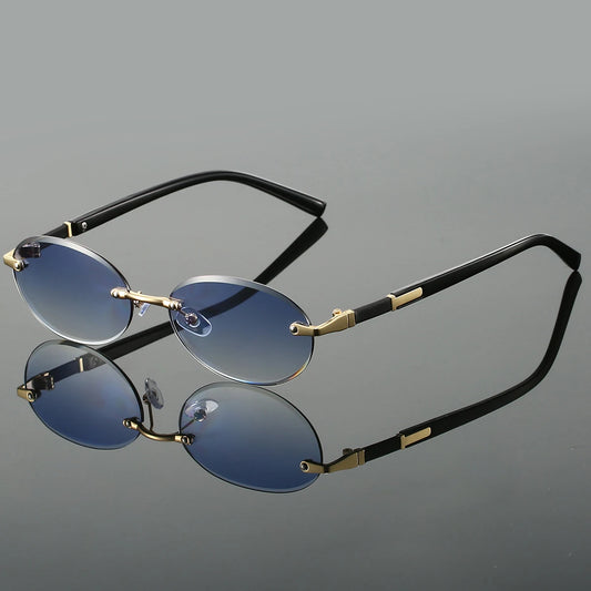 Unisex  Retro Metal Gradient Oval Sunglasses