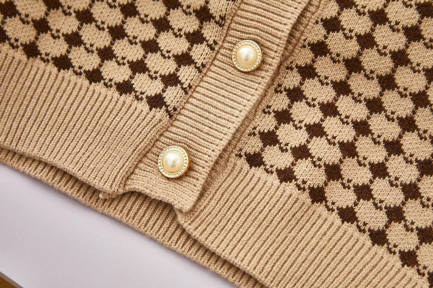 Girls Winter Knitted Cardigan & Skirt Set – Checkered Plaid