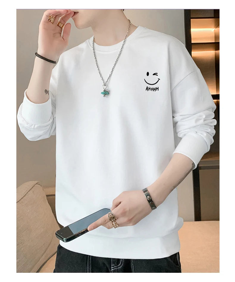 Men Long sleeved Round Neck Pullover Sweatshirt