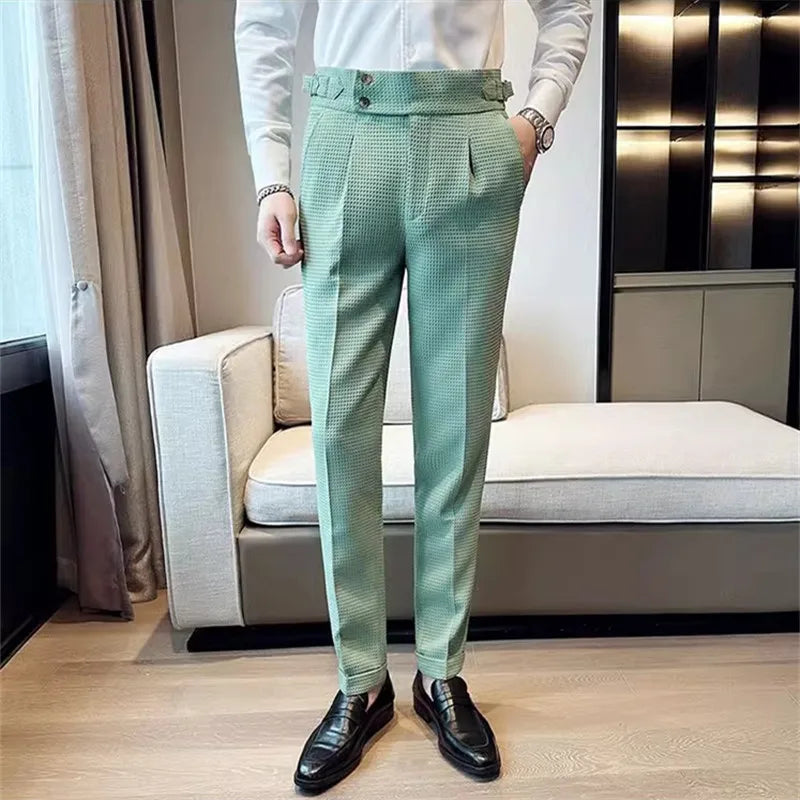 Men's High waist Smart Casual Solid Colour Formal Trousers