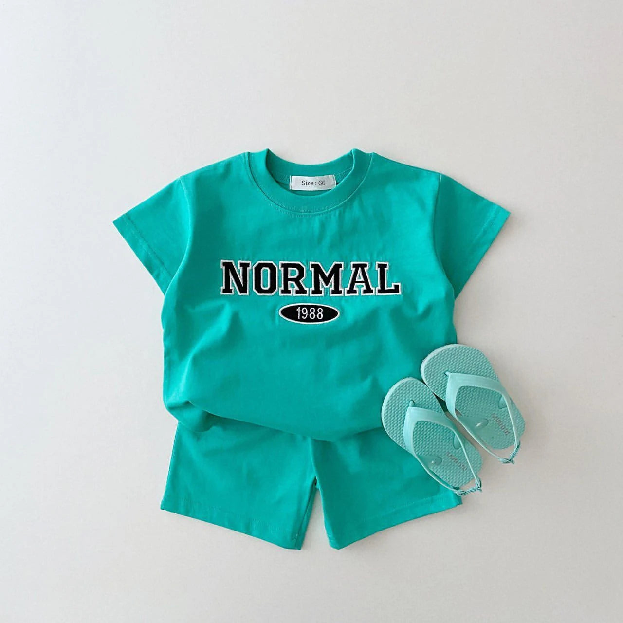 Children's Embroidered Letters Cotton Short Sleeve T-shirt and Casual Shorts Set