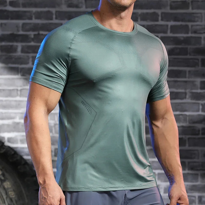 Men's Short Sleeve Breathable Gym Fitness Muscle Fit Shirt Yoga Running T-shirt