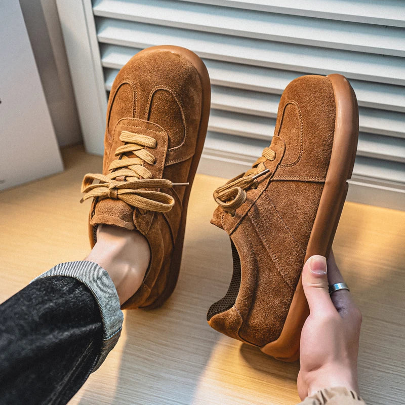Men's Suede Leather Lace-up Flat Shoes